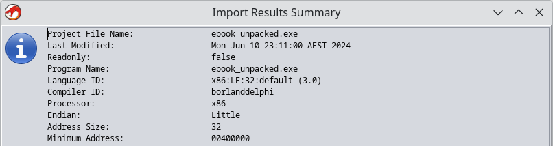 Ghidra import results summary