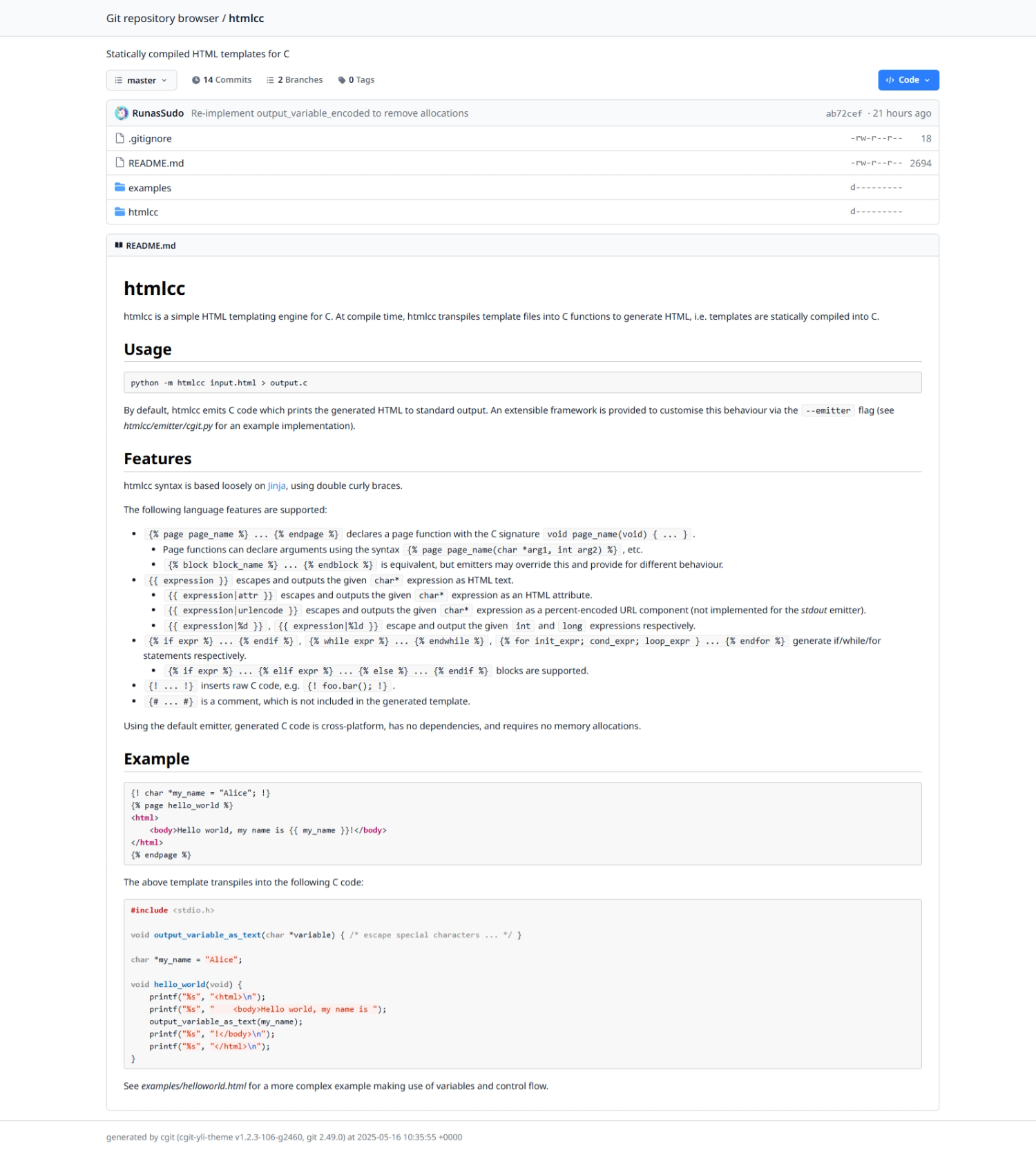 Themed version of htmlcc repository